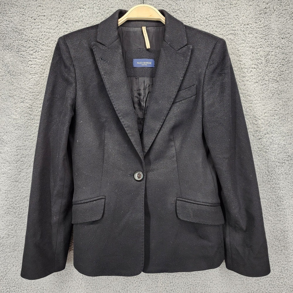 Piazza Sempione Scarlett Black Camel Hair Blend Blazer Jacket‎ IT 42 Italy
